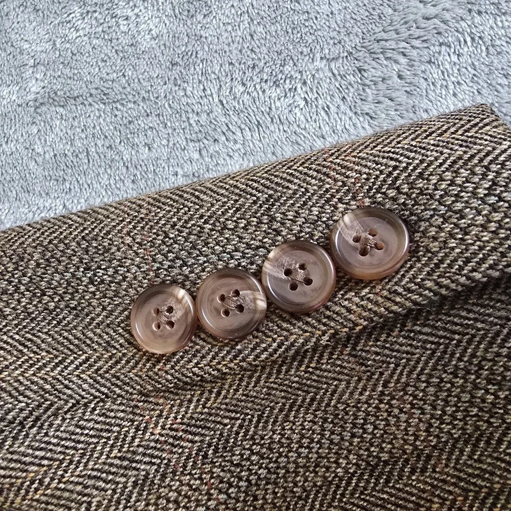 Vintage Lauren Ralph Lauren Blazer Mens 42R Brown Wool Tweed Plaid Classicore